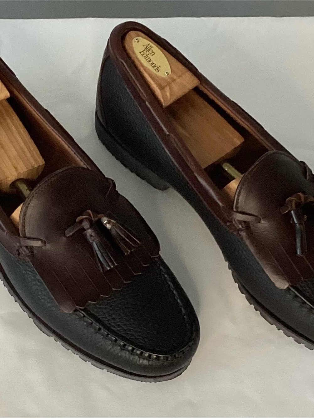 Allen Edmonds Nashua Loafers 13 D Brown Black Leather Kiltie Tassel Moccasins